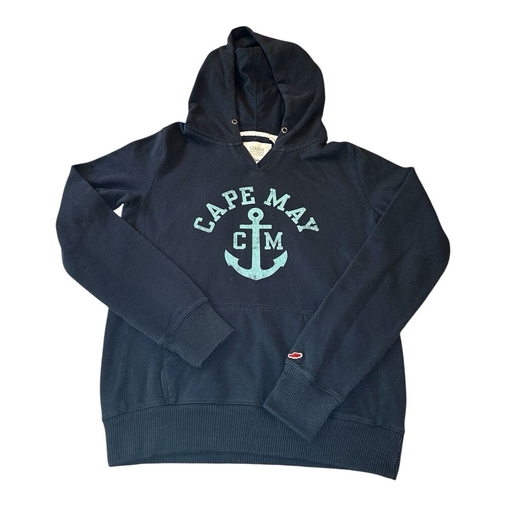 League Collegiate Outfitters Cape May NJ Anchor Hoodie Sweatshirt Black Large